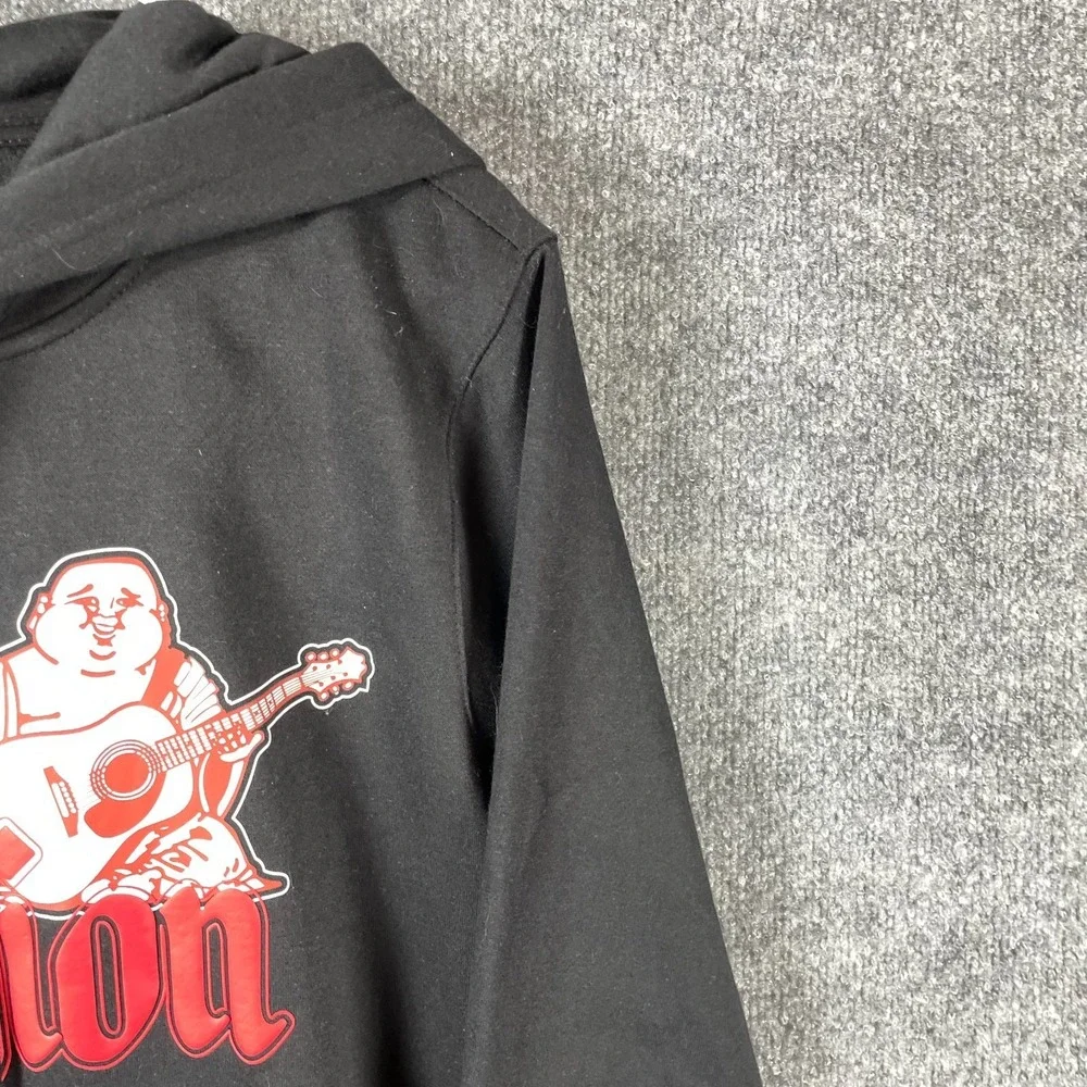 True Religion Hoodie Mens Medium Black Pullover Sweatshirt Buddha Spell Out $119